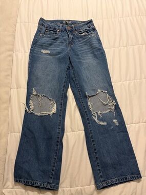 Rewash Distressed Blue Wide-Leg Jeans